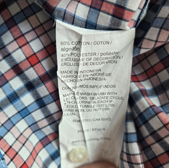 Original Penguin Blue and Red Casual Button Down Shirt - Picture 4 of 4